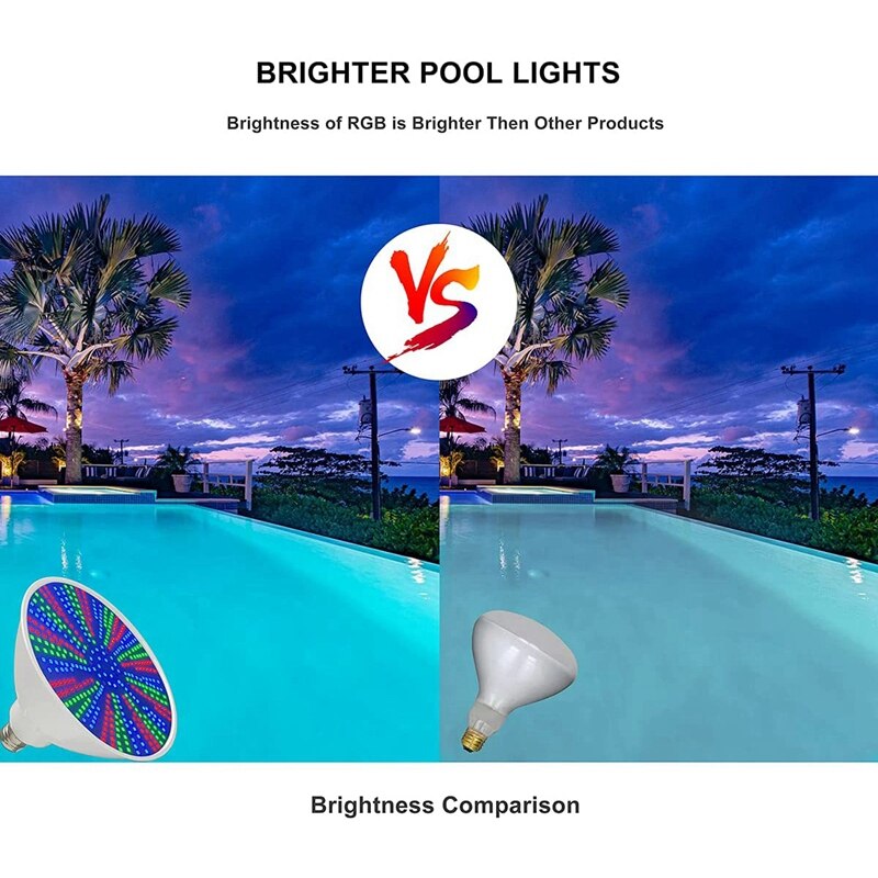 Pool Light Bulb 120V 40W RGB Color Changing LED Pool Light For Inground Pool Replacement For Pentair And Hayward Fixture