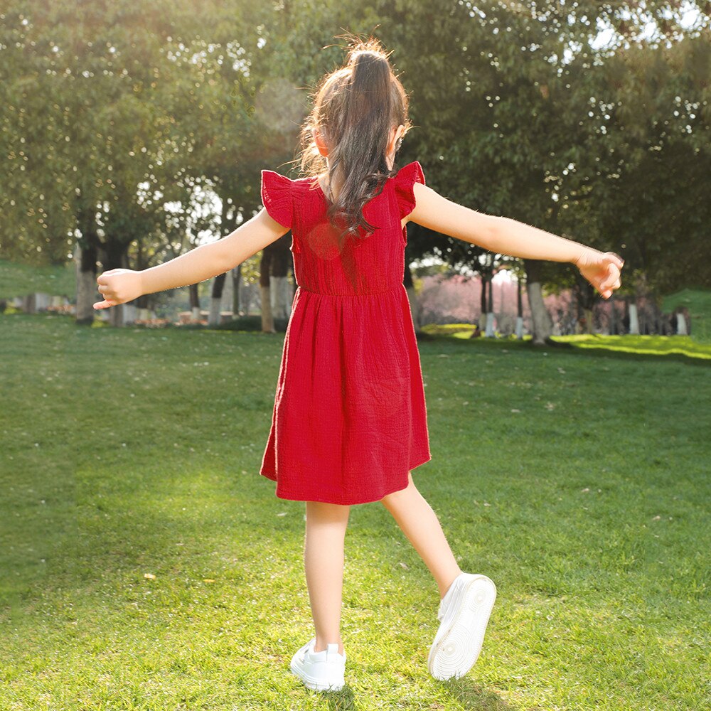 Cotton Matching Family Outfits Mom and Daughter Dress Leisure Vacation Red long Dress Mommy and Me Matching Clothes Family Look