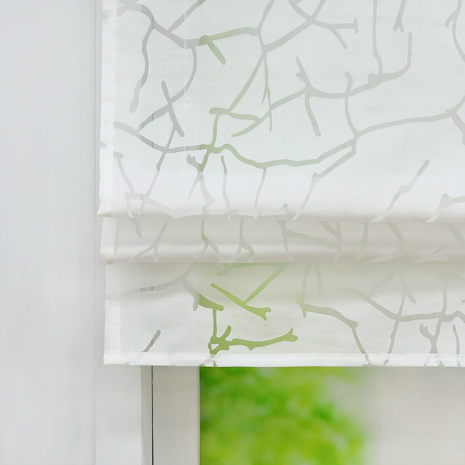 Cortina romana con dibujo de planta, cortinas de Panel de tul de poliéster, decoración Pastoral para cocina o cafetería del hogar