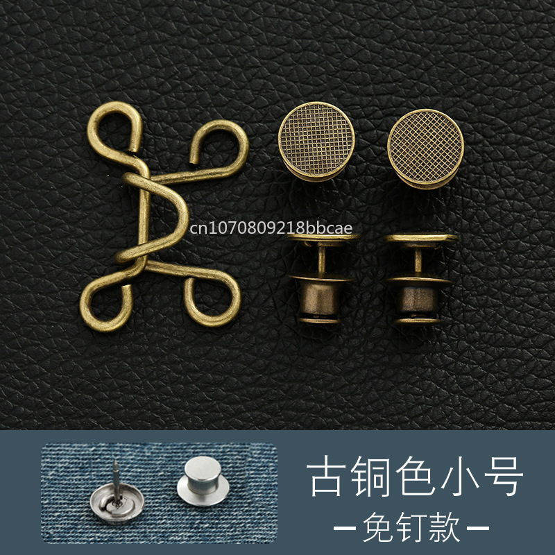 Serrer la taille boucle alliage broches broches pince fausse perle réglable bouton pression jean boutons détachables vêtements accessoires: Black