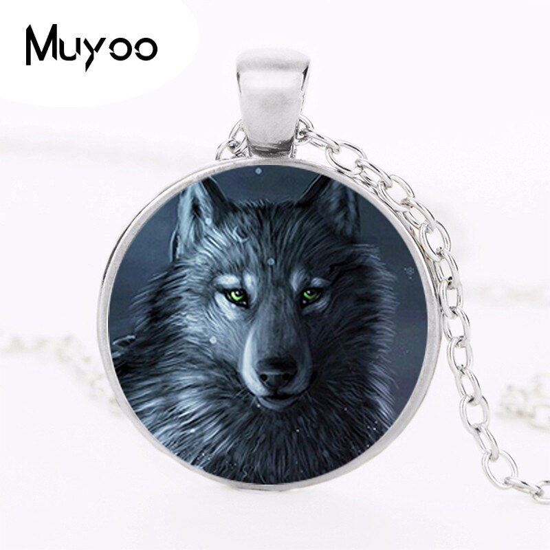 Gray Wolf Logo Pendant Necklace Art Vintage Round Chain Choker Statement Necklace Women Jewelry Men Dress Accessories HZ1