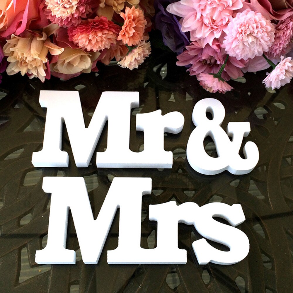 MR & MRS Wooden Letters Sign Wedding Decoration Ornament Reception Photography Props Craft MR & MRS Wedding Sign: A