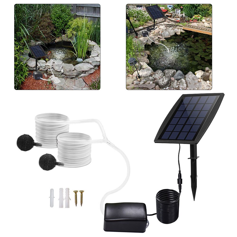Solar Air Pump Kit Inserting Ground Water Air Pump Oxygenator Solar Aerator With Oxygen Hoses Air Stone For Pond Fish Garden