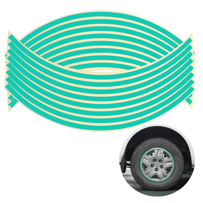 Tiras de 18 pulgadas para llanta de motocicleta, cinta reflectante para rueda, reflectante, reflectante, de seguridad vial, 16 unidades: Verde