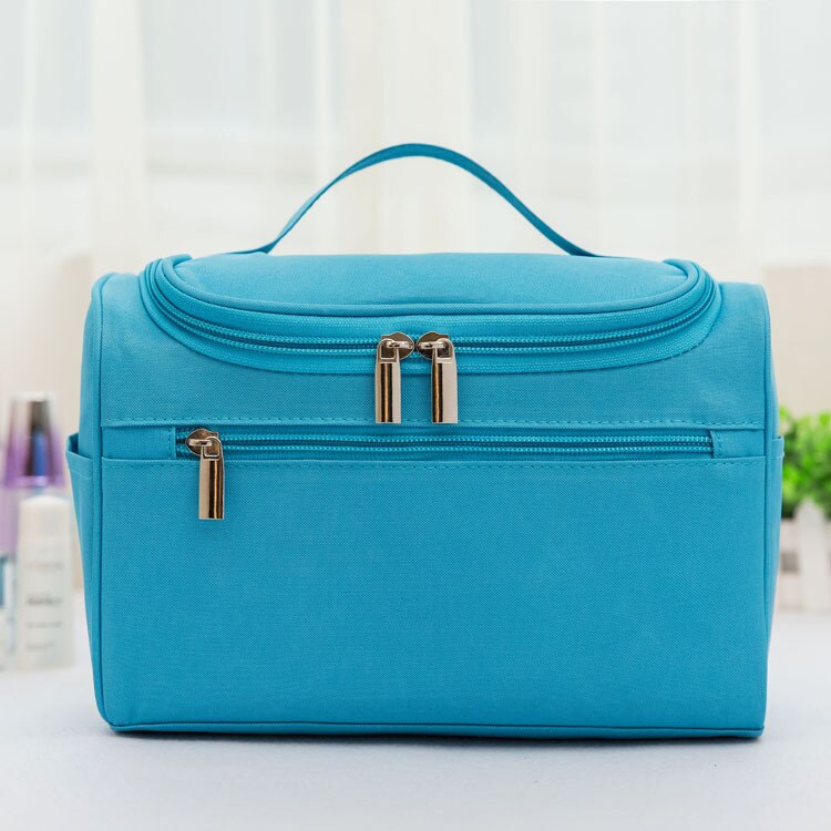 Multifunzionale sacchetto di immagazzinaggio delle donne degli uomini di borsa da viaggio impermeabile portatile di grande capacità gancio borsa toilette bagno portatile sacchetto appeso: Aqua Blue