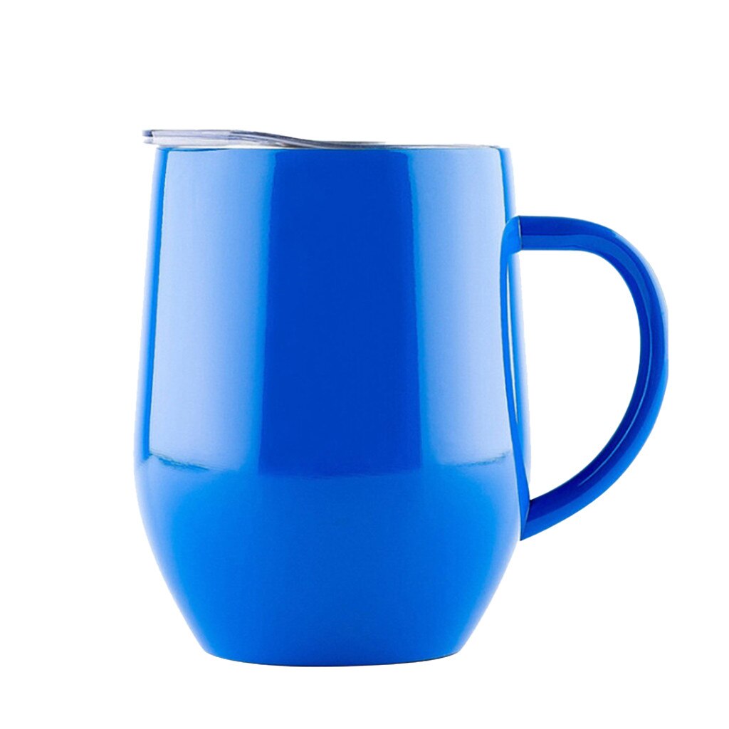 Travel Mug Coffee Tankard Handgrip Tazas Outdoor Stainless Steel Tea Cup Tumbler Vacuum Flask Thermos Bottle Bely Drinkware Cup: Blue