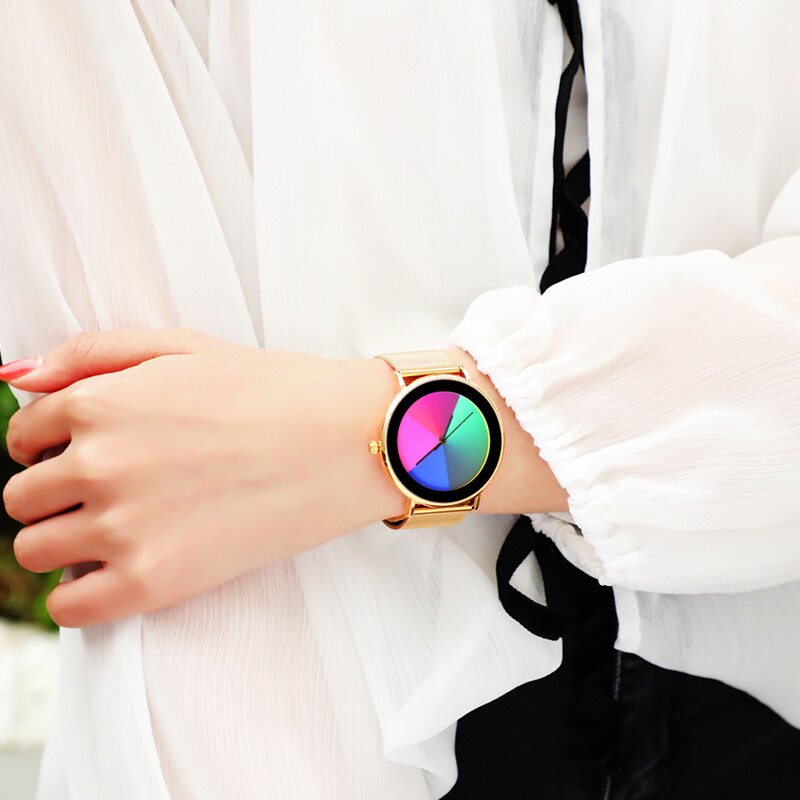 Changing Color Casual Quartz Women Watches Girl Wristwatch Stainless Steel Female Watch Clock Reloj Mujer