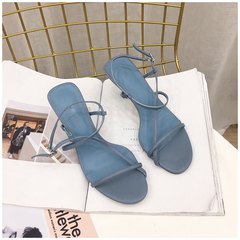 Suojialun sommar märke sandaler dam öppen tå gladiator sandal kvinnor smalt band spänne rem klänning skor band muje: Blå / 38