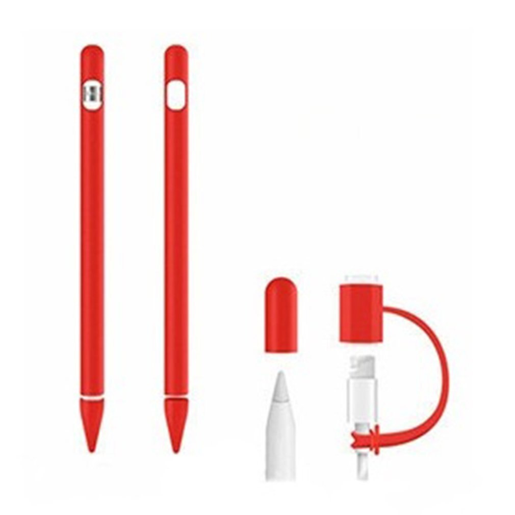 De silicona de colores Compatible para Apple lápiz 1st caso Compatible para iPad Tablet Touch Pen Stylus manga Protector de la piel: red