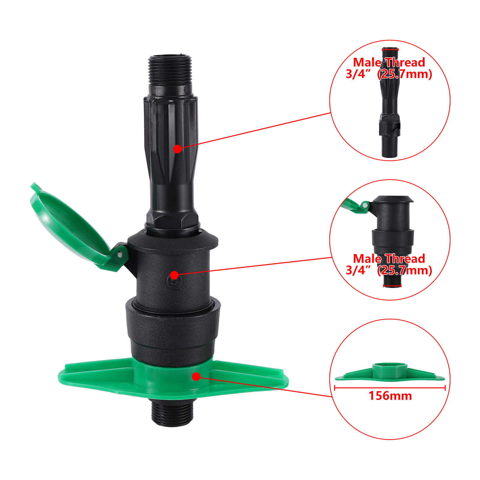 3/4 "1" Buitendraad Snelle Waterinlaatklep Snelkoppelklep Tuin Gazon Irrigatie Auto Wassen Plastic Brandkraan Apparatuur: Bruin