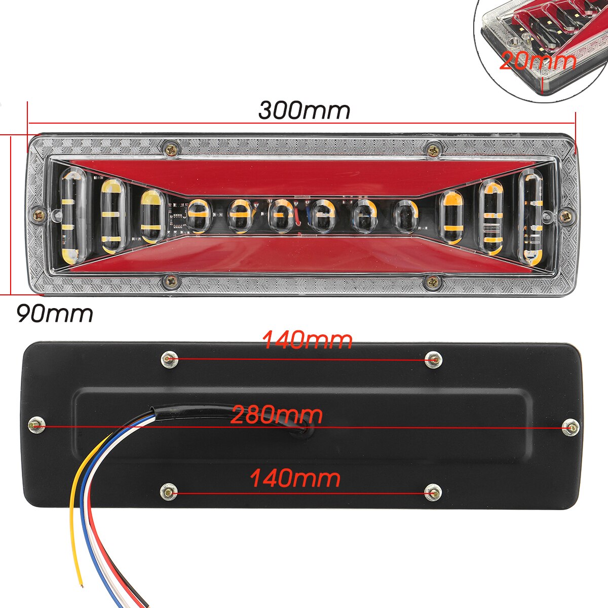 2PCS 12V Dynamic LED Car Truck Tail Light Turn Signal Rear Brake ight Reverse Signal Lamp For Trailer Lorry Bus Campers