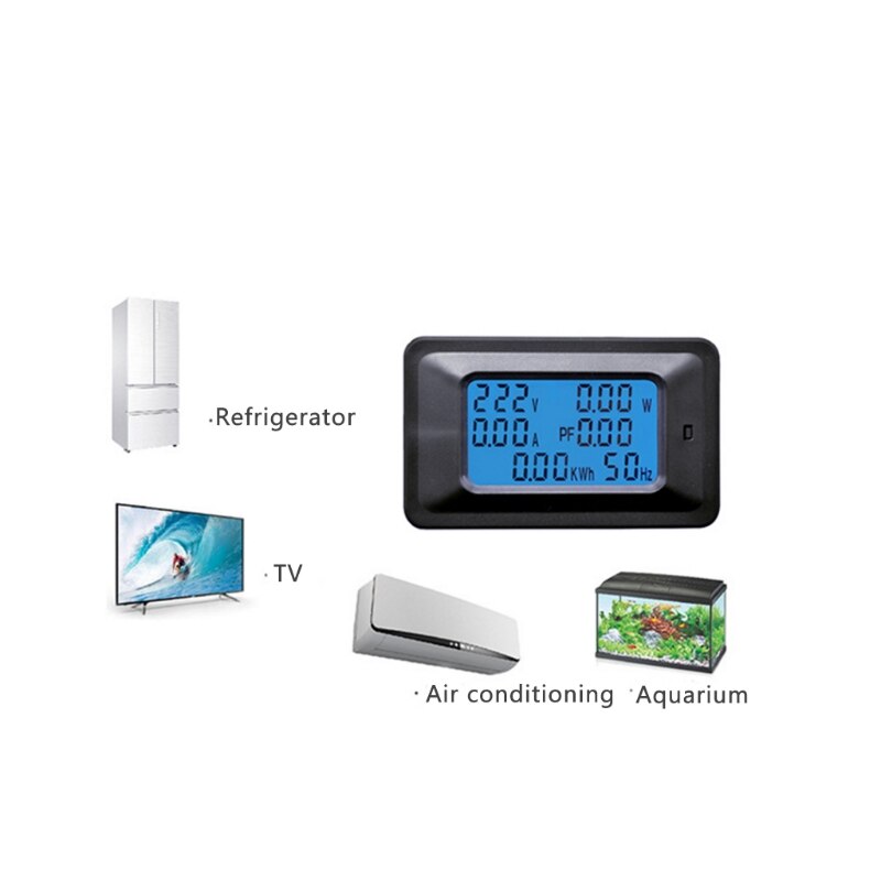 20/100a ac lcd digitalt panel power watt meter monitor spænding kwh voltmeter amperemeter