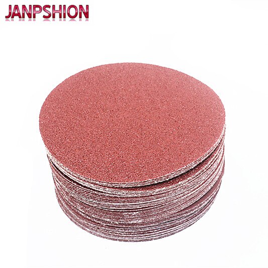 Janpshion 50pc hiomapaperi hiekkapaperi flocking itseliimautuva hiomakone 7 &quot; 180mm rouhea 60 80 120 180 240 punainen pyöreä