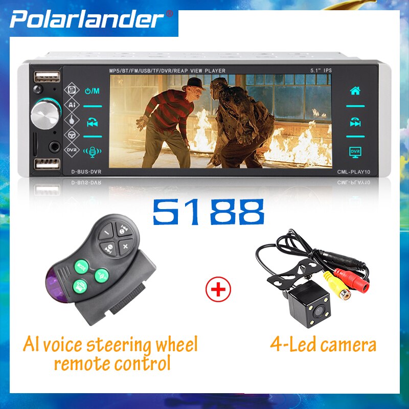 1din Mp5 Player Touch Car Radio Bidirectional Interconnection RDS AM FM 4-USB 5.1 Inches Support Android 10 Mirrorlink Bluetooth