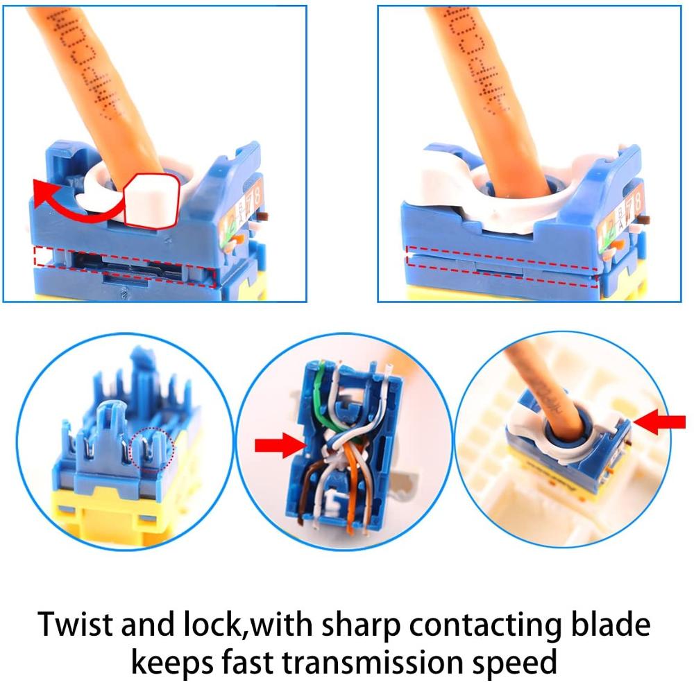 AMPCOM 10-Pack CAT6 RJ45 Tool-Less Keystone Jack, No Punch Down Tool Required UTP Module Connector Red