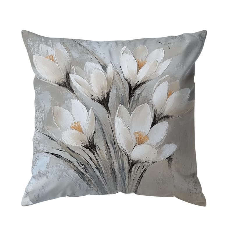 Hvite blomster puter putetrekk trykt polyester 45 x 45cm kasteputetrekk dekorative sofaputer putetrekk hjemmedekor: Blå