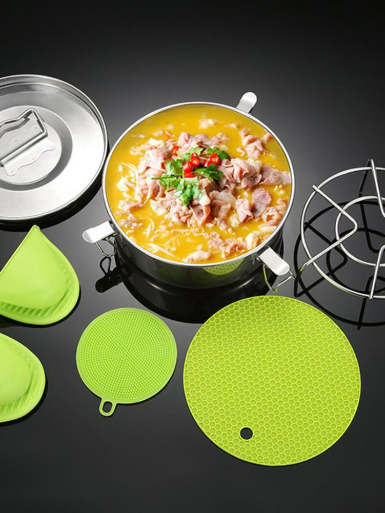 304 Stainless Steel Steamer Drawer Instant Pot Accessories With Lid And Handle Silicone Insulated Gloves And Insulated Mat