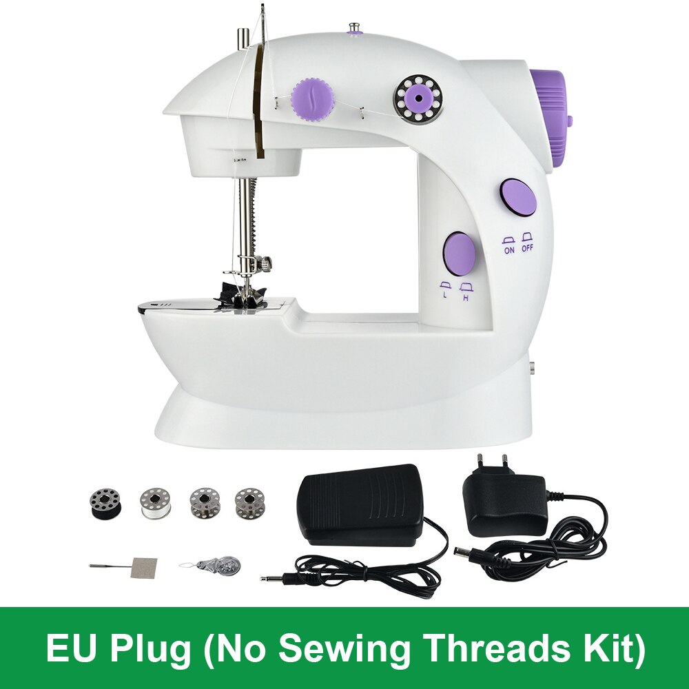 Sewing Machine Mini Portable Electric Household Crafting Mending Foot Pedal To Sew Adjustable Speed Kit For Home Beginners Kids: A EU Plug