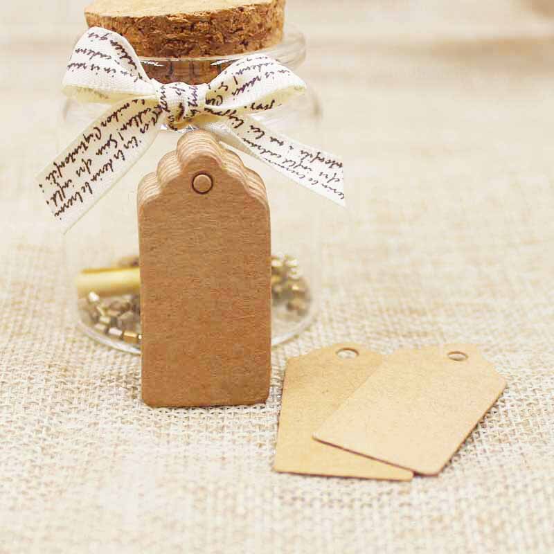 300 Pcs Kraft/Wit/Zwart Karton 2*4 Cm Blank Jacobsschelp Tag Producten Hant Tag Voor diy Hang Labels Wenskaart Ambachten: Bruin