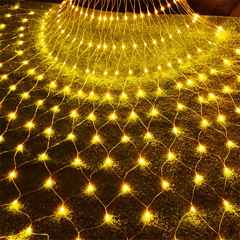 2x2m 3x2m 6x4m jardim ao ar livre led malha net fada luz da corda natal feriado festa de casamento janela cortina guirlanda luzes: Branco quente / 1.5x1.5M 96leds