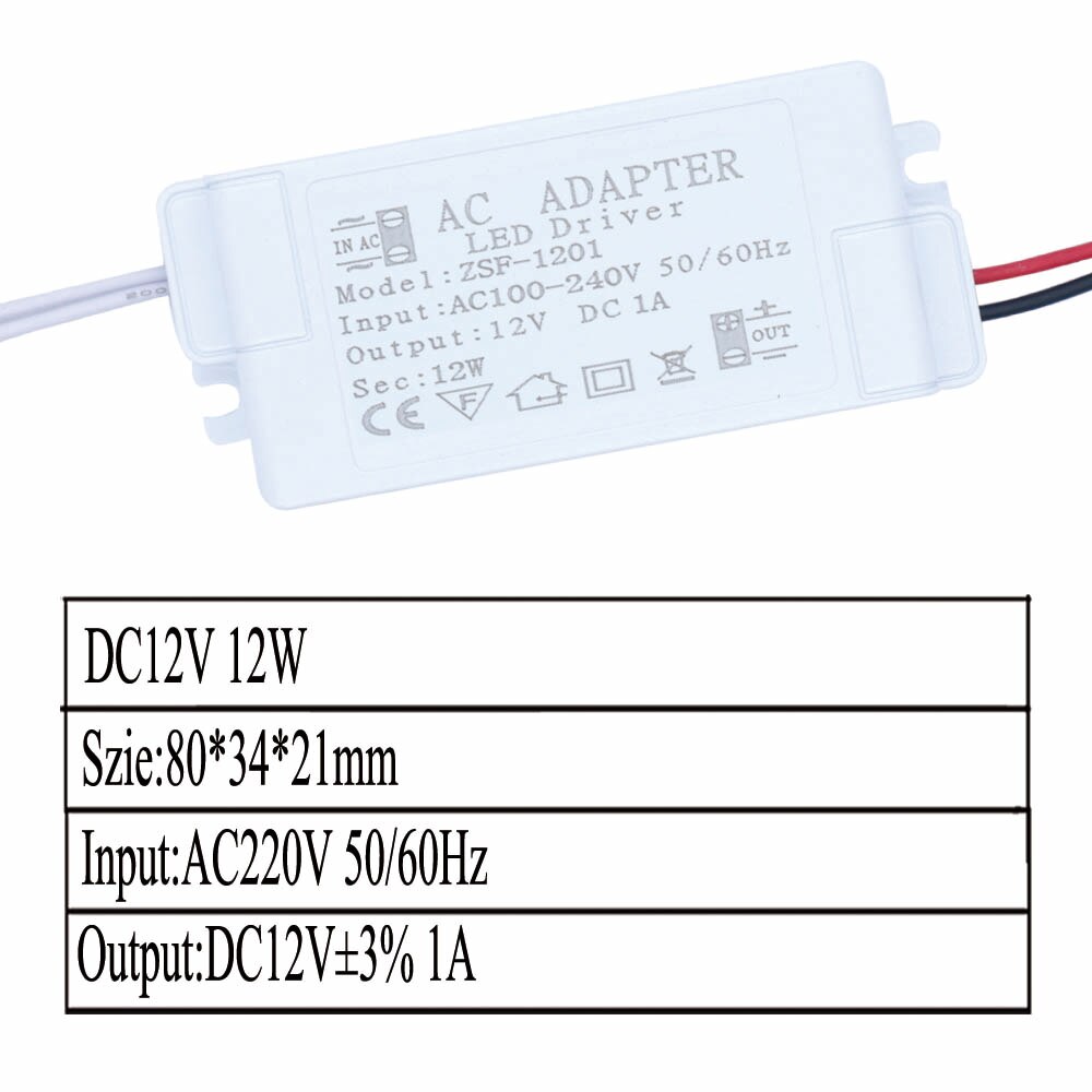 12V Voeding Met Case Led Driver Transformator 6W 12W 18W 24W 36W 48W 60W Led Voeding AC220V Voor Driver Led Strip