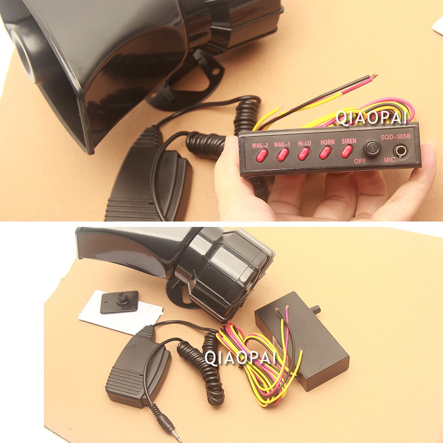 12V Car Horn Siren Police Sound 5 Mutil Tone Alarm Electric Horn 100W PA Speaker System Megaphone Loud for VW Train Boat Ship