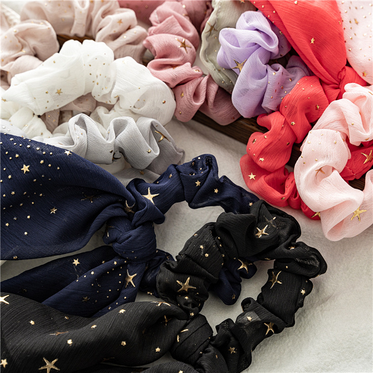 Gomas elásticas para el pelo para mujer, lazos con estampado de , lazos para el pelo de seda de estrella, de lazo de cola de caballo, accesorios para el cabello que combinan con todo