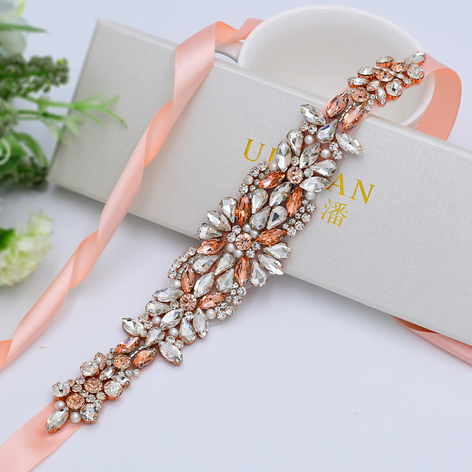 Jahrgang Rosa Kleid Gürtel Rose Gold Hochzeit Gürtel für Frauen Schmuck Gürtel Strass Schärpe Braut Juwel Gürtel Abendkleid Gürtel