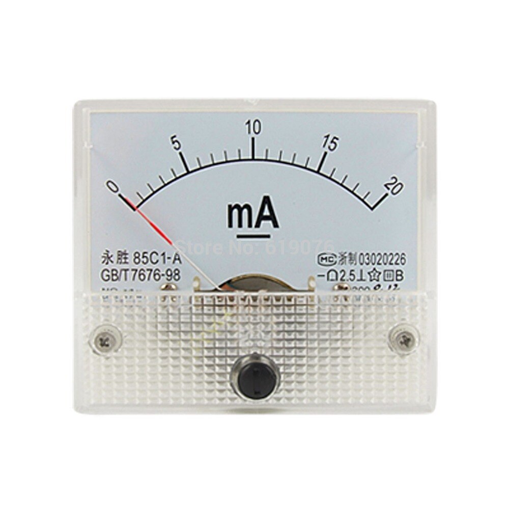 Class 2.5 Accuracy DC 0-20mA Analog Panel Meter Ammeter White 85C1