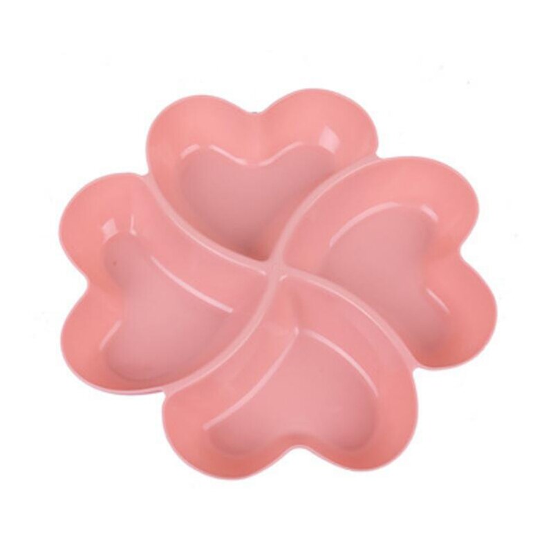Plato de frutas en forma de corazón Platos creativos Caja de almacenamiento Platos de aperitivos de frutos secos Recipiente de plato de postre de caramelo dividido: Small love pink