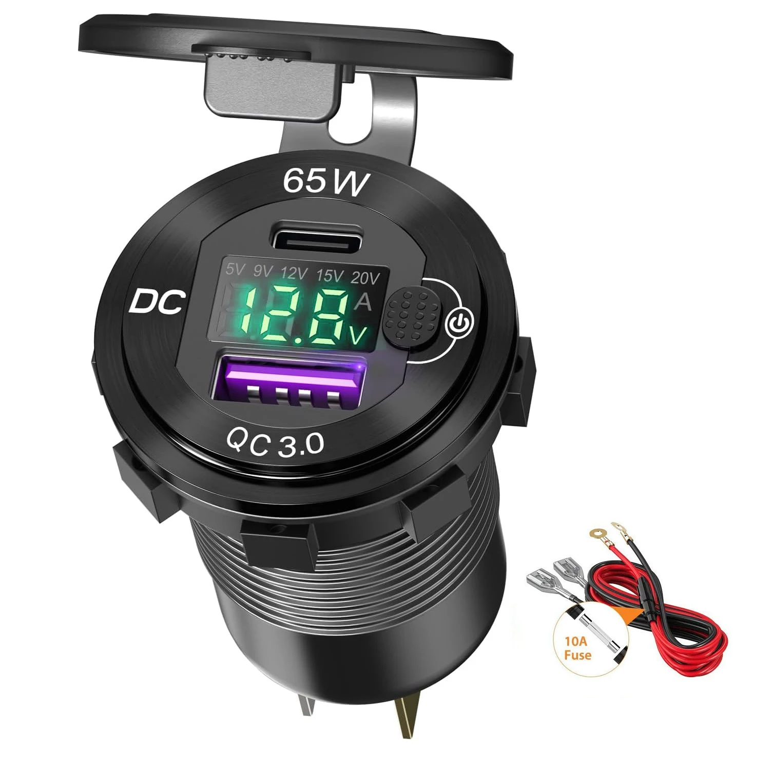 12V/24V USB Auto Ladung 83W PD Typ-C Schnelle Lade Steckdose Laptop Buchse mit Voltmeter motorrad Steckdose Lade Adapter: YELLOW