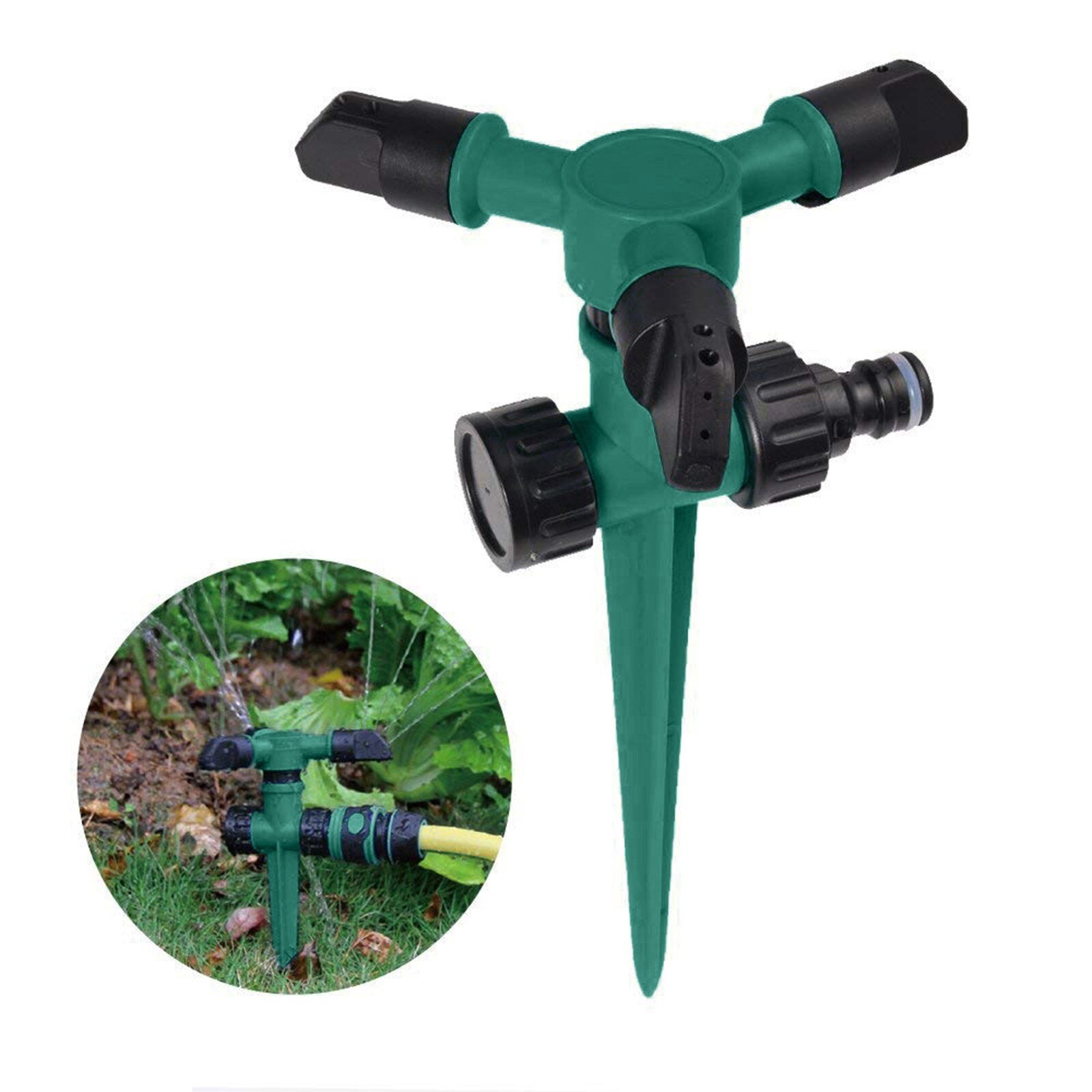 Garden Small Three-Prong Pin sprinkler Device Lawn Sprinkler Automatic 360° Rotating Garden Water Sprinklers Lawn Irrigation c50