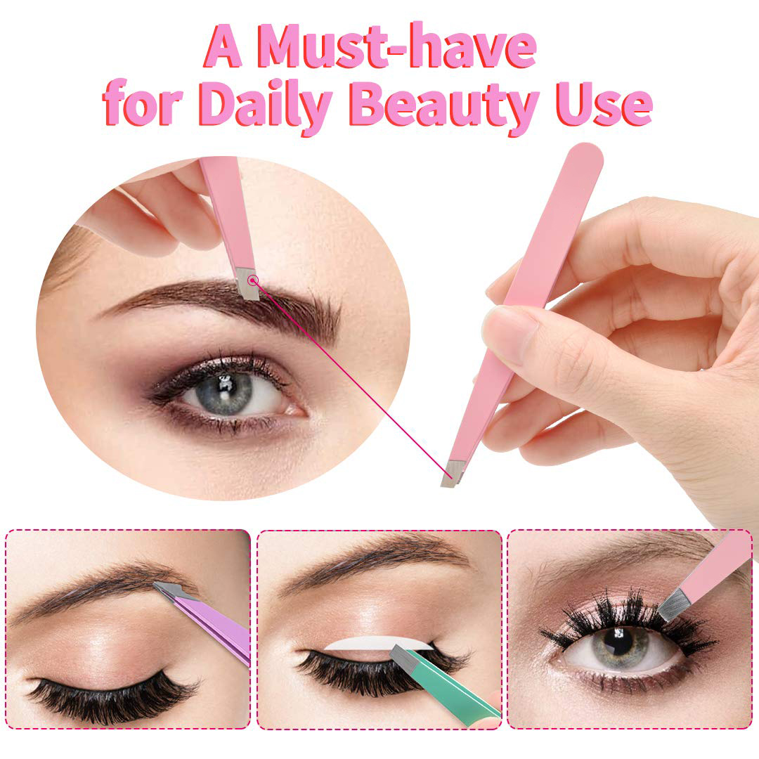 Ensemble de 6 pincettes professionnelles, ciseaux incurvés en acier inoxydable pour femmes et hommes, pincettes de précision pour sourcils pour cheveux ngrown