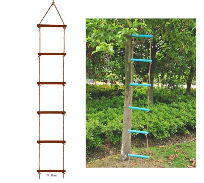 Wooden Rungs Rope Ladder Children Training Climbing Indoor Outdoor Kindergarten Kids Sports Rope Swing