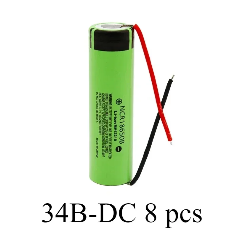 18650 battery 3400mAh 3.7V lithium battery NCR18650B 3400mah suitable for flashlight battery+DIY wire assembly: SKY BLUE