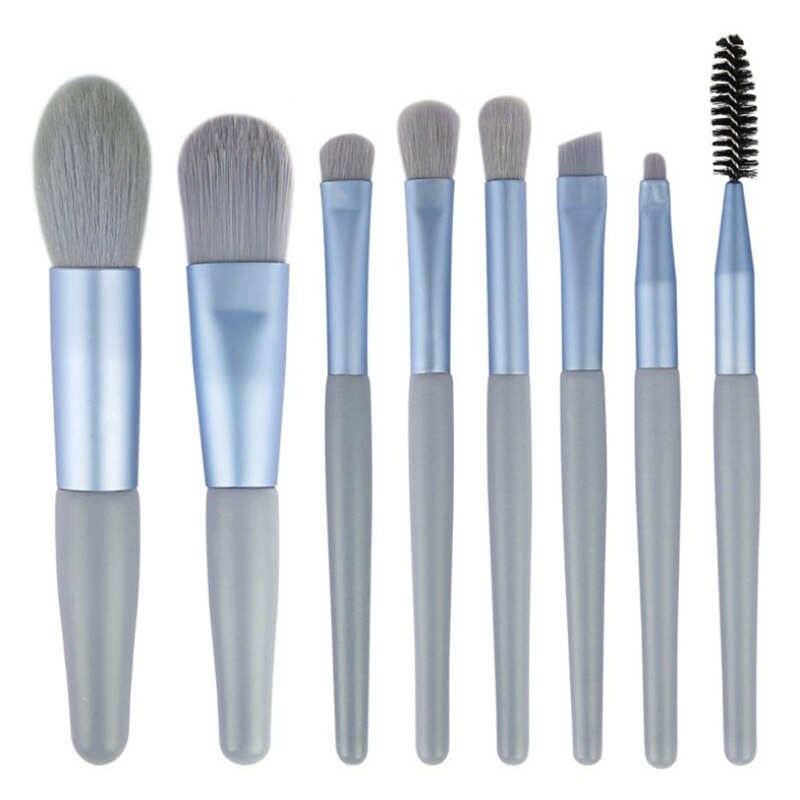 brochas maquillaje set 8 piezas kit de brocha de maquillaje de viaje de pelo sintético suave rosa cosmético multifunción herramientas brochas de maquillaje: B