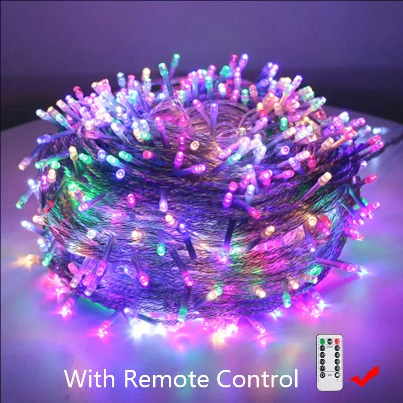 Guirnalda de luces Led de 1M-100M, guirnalda de luces navideñas impermeables para exteriores e interiores, decoración para árbol, calle, boda, , 2025: Rojo / X