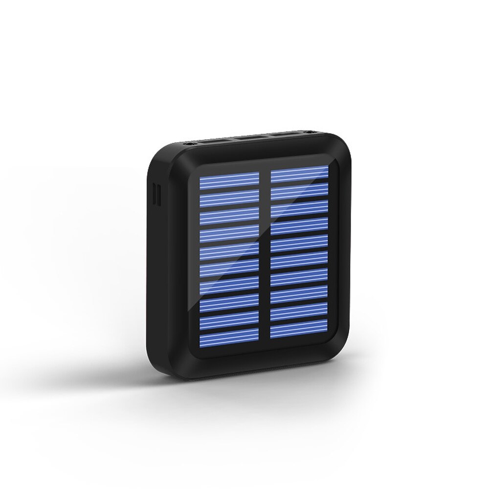 Pinzheng-mini banco de energia solar, 5000 mah, bateria externa para recarga, portátil: Preto / 10000mAh