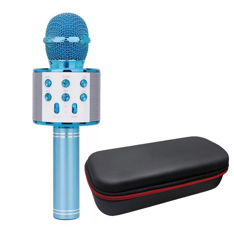 Kids 3 In1 Handheld Draadloze Bluetooth Enkele Microfoon Karaoke Usb Speaker Zingen Player Ktv Mic Record Muziek Kinderen Speelgoed: Blue with Bag