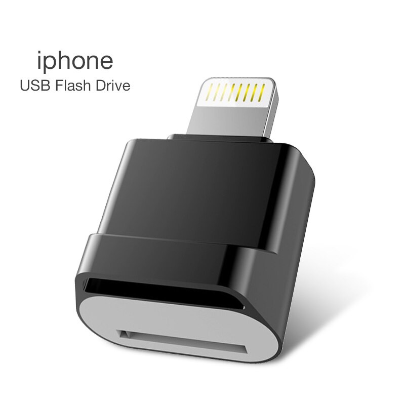 Mini Usb Flash Drive pendrive For iPhone 6/6s/6Plus/7/7Plus/8/X Usb/Otg/Lightning 2 in 1 Pen Drive For iOS adapter card reader: 32GB / Black