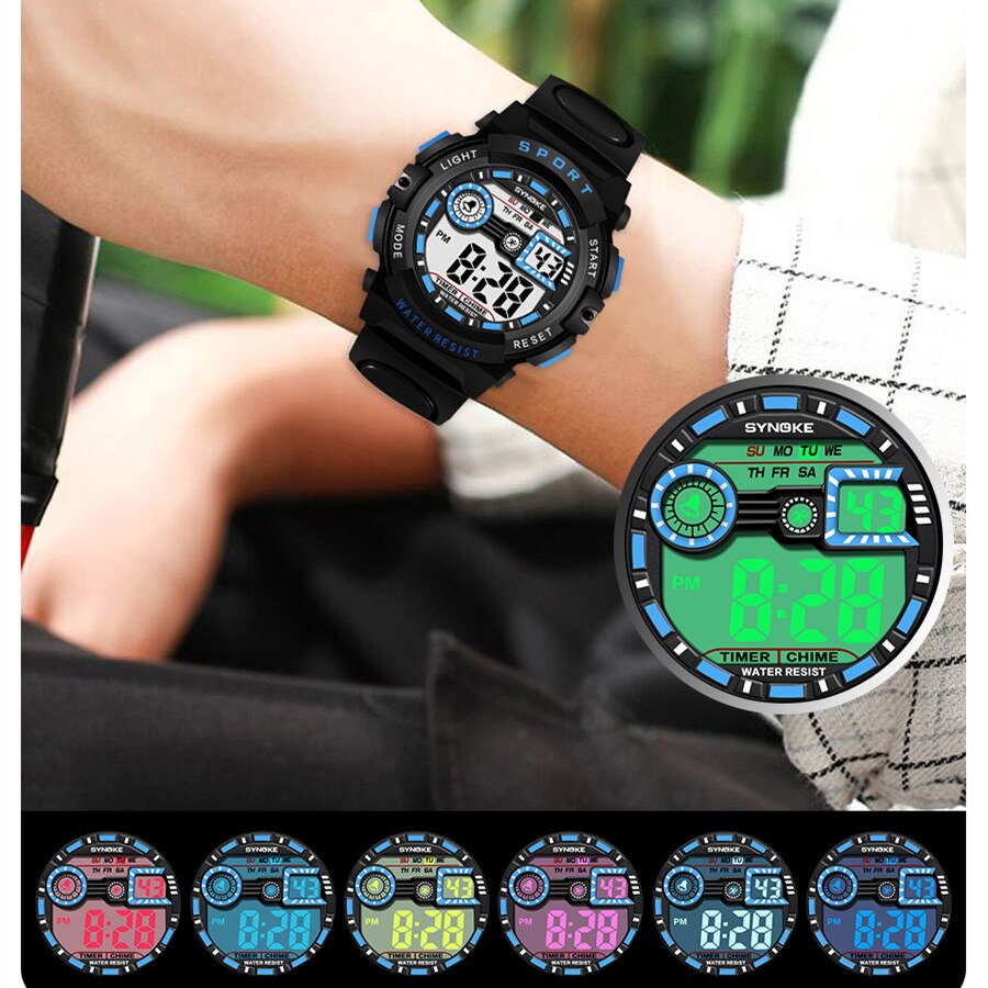 Synoke Mannen Student Beweging Digitaal Horloge Waterdicht Valbestendig En Schokbestendig Multifunctioneel Sporthorloge Jongen Lichtgevend