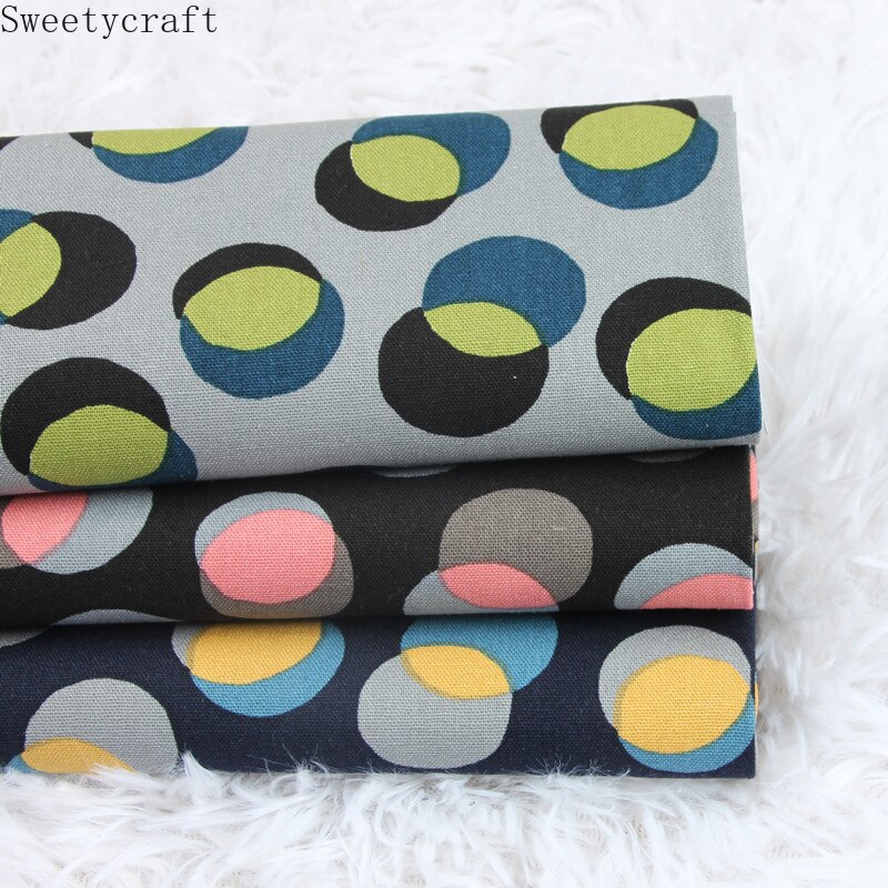 Tela de algodón grueso de para decoración del hogar, tejido de 110x45cm con estampado circular artesanal, bolsa de costura hecha a mano, mantel, cortina,