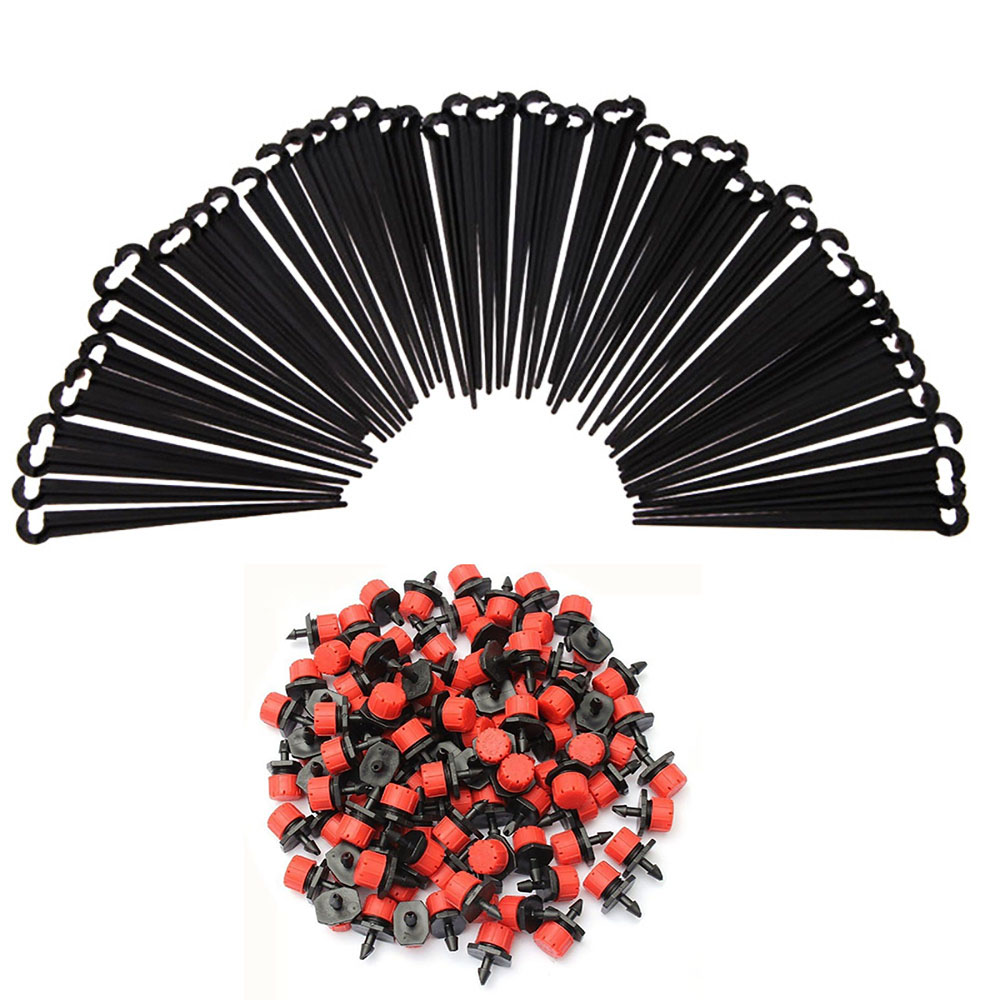 20/30/40/50m Micro Tube 10pcs Micro Red Drip Irrigation System Plant Self Watering Garden Hose Watering Kit with a quick coupler