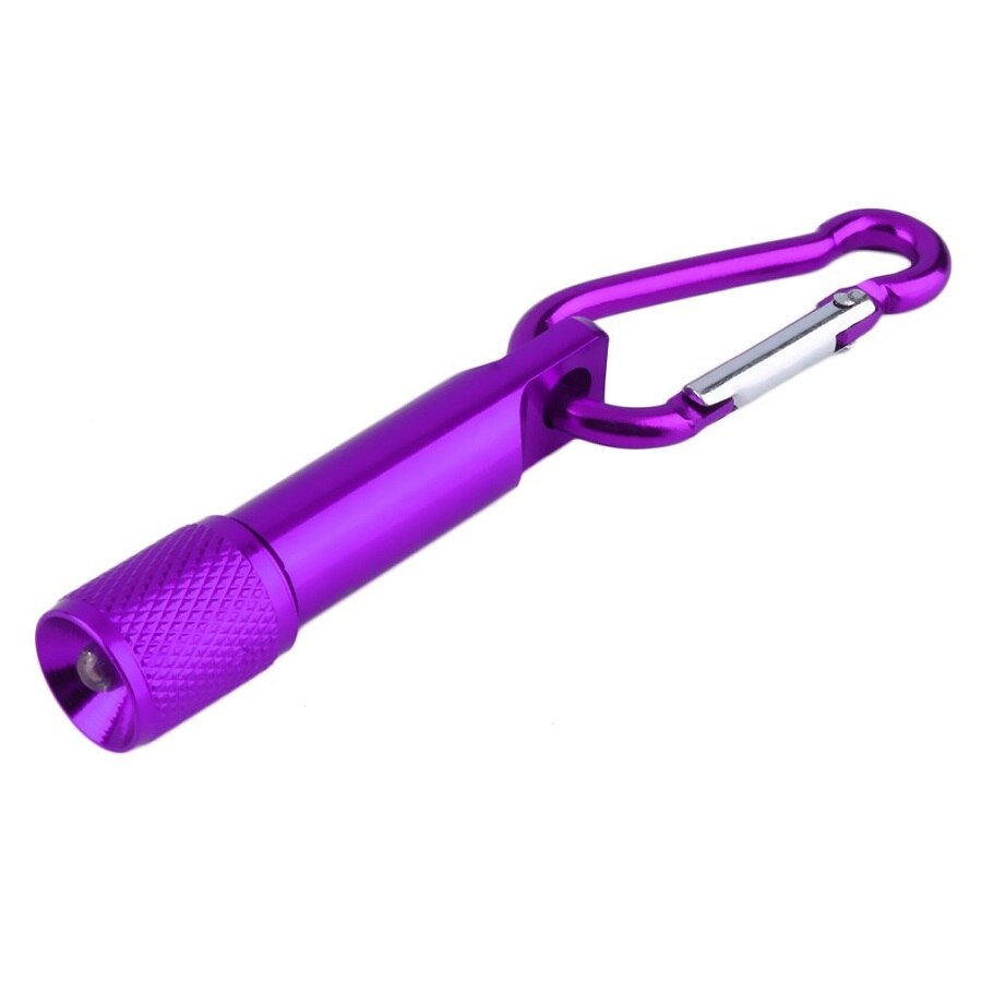 Mini linterna de luz LED portátil, llavero de aluminio, mosquetón, gancho, lámpara, 5 LED: Morado