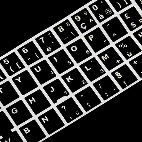 10 pcs/lot White Letters French Azerty Keyboard Sticker Cover Black for Laptop