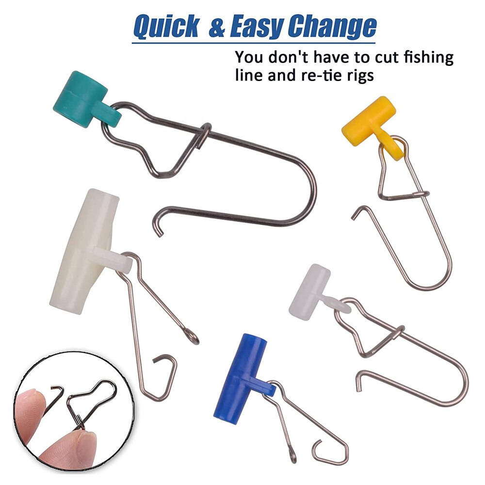 25/30Pcs Luminous Fishing Weight Sinker Sliders with Duo Lock Snap Heavy Duty Saltwater Fishing Connector Catfish Rig Tackle