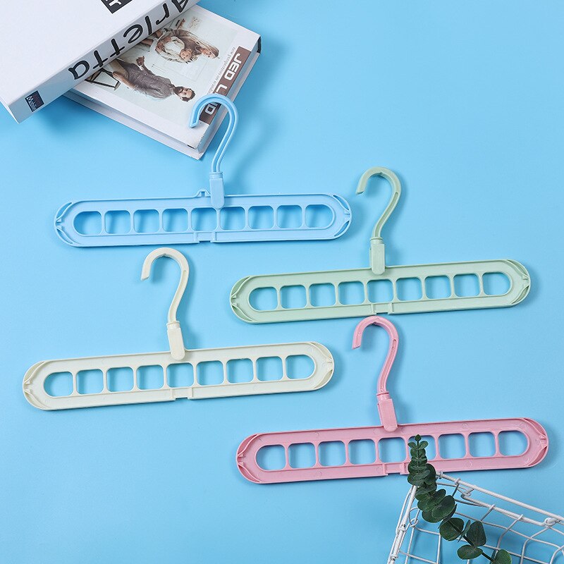 Plastikowe wielofunkcyjne składane wieszaki na ubrania 9 otworów oszczędność miejsca wieszak na kurtki 360 obrotowy stojak robić przechowywania składany organizator szafy