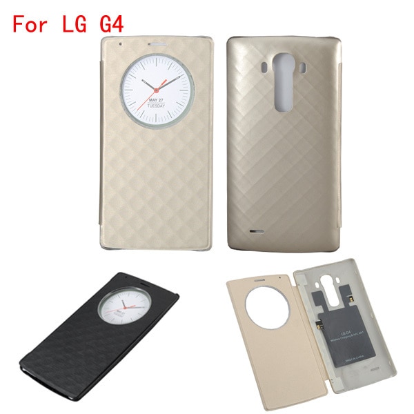 Para LG G4 Quick Smart Circle Case Luxury oficial Flip cubierta trasera de cuero con carga inalámbrica NFC & Qi