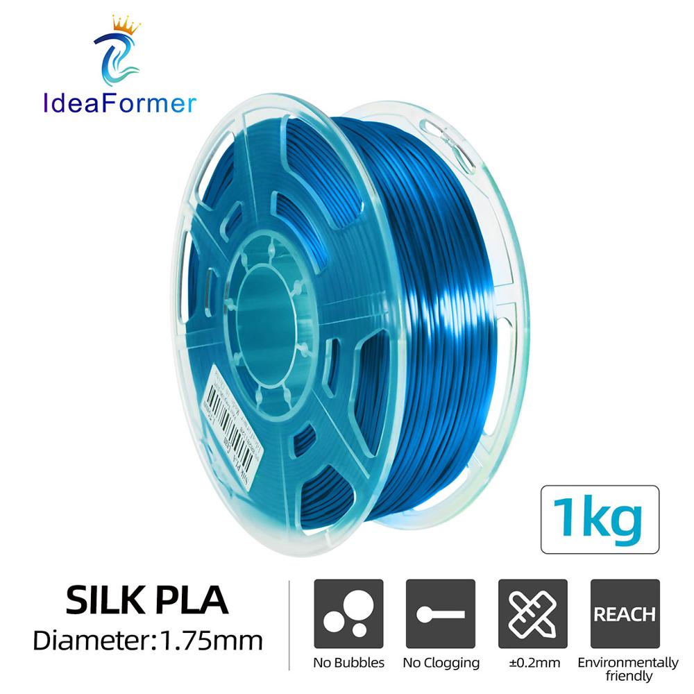 Ideaformer 1.75Mm Pla Zijde-Pla Filament 1Kg Transparante Spool Multi-Coloured Verbruiksartikelen 3D Plastic Printing Materialen filamento.: Silk PLA-Cyan