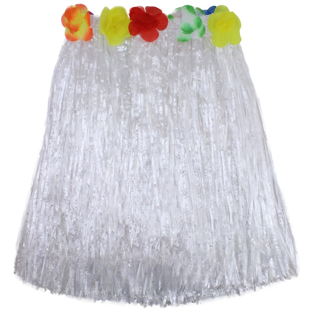 Girls Hula Show Grass Beach Dance Activity Skirt Children 40CM Skirts Wreath Bra Garland Fun Hawaiian Party Supplies: White